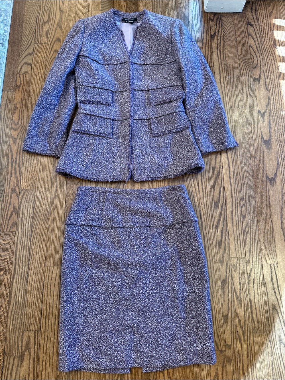 Etcetera Lavender-Purple Tweed Skirt Set